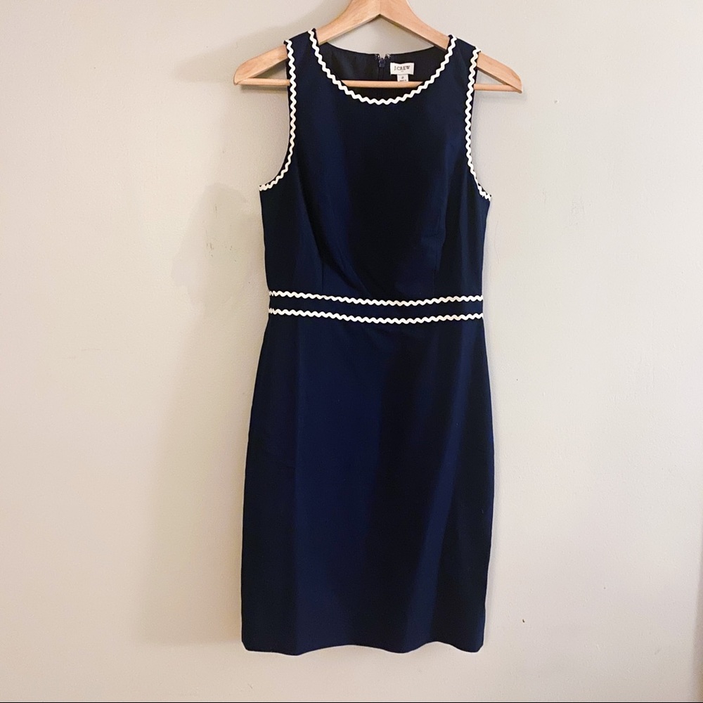 NWT JCREW Navy White Pencil Dress Dress | Size 2